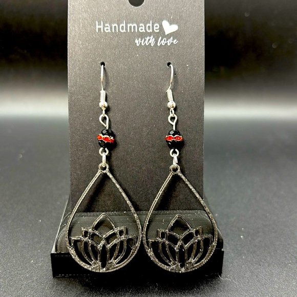Lotus Teardrop Earrings - Picture 1 of 6